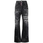 Dsquared2 Slitna Bootcut Jeans med Färgstänk Black, Dam
