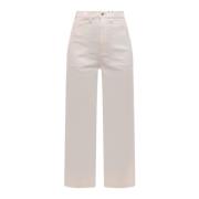 Kenzo Vit Ss23 Ribbad Crew-neck Jeans White, Dam