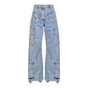 Moschino Högmidjade Vintage Cargo Jeans Blue, Dam