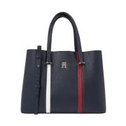 Tommy Hilfiger Blå Emblem Satchel Handväska Blue, Dam