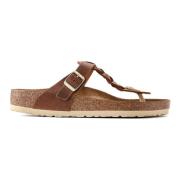 Birkenstock Gizeh Oiled Leather Sandaler Brown, Dam