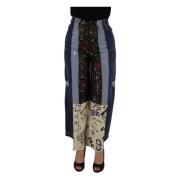 Dolce & Gabbana Multicolor Patchwork DG Mode Wide Leg Denim Byxa Multi...