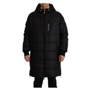 Dolce & Gabbana Snygg Svart Nylon Huva Parka Black, Herr