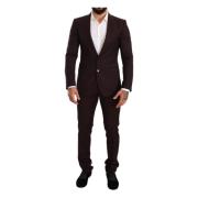 Dolce & Gabbana Bordeauxrandig Slim Fit Kostym Red, Herr