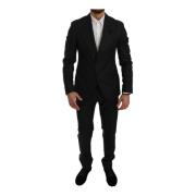 Dolce & Gabbana Svart Crystal Bee Slim Fit 2-Delad Kostym Black, Herr