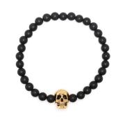 Alexander McQueen Edgy Skull Charm Bead Chain Armband Black, Herr