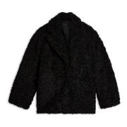 Axel Arigato Shearling Blazer med Asymmetrisk Plissering Black, Dam