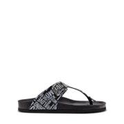 Love Moschino Läder Flip Flops Black, Dam