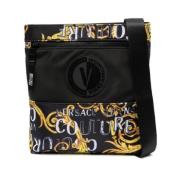 Versace Jeans Couture Svart Barocktryck Herr Axelväska Black, Herr