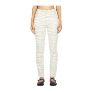 Ganni Zebra Print Ekologiska Bomullsjeans Beige, Dam