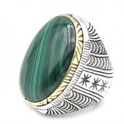 Jalan Jalan 925 Sterling Silver Malakit Ring Multicolor, Unisex