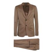 Xacus Single Breasted Suits Brown, Herr