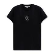 Stella McCartney T-shirt med logotyp Black, Dam