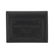 Dolce & Gabbana Präglad Logotyp Läder Plånbok Black, Herr