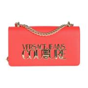 Versace Jeans Couture Saffiano Axelväska med Logoplatta Red, Dam