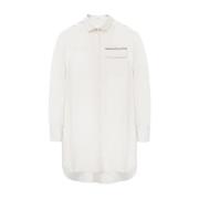 Brunello Cucinelli Silkesskjorta med bröstficka White, Dam