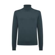 Boglioli Mörkgrön Turtleneck Sweater i Virgin Wool Green, Herr