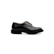 Tricker's Svarta platta skor för män Black, Herr