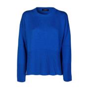 Dondup Dam Crew Neck Tröja med Sidoklipp Blue, Dam