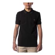 Fred Perry Medal Stripe Pole Skjorta Black, Herr