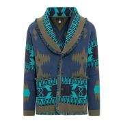 Alanui Icon Jacquard Cardigan Blue, Herr