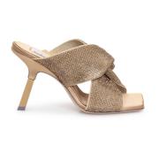 Sebastian Milano Strass Mule Sandaler Beige, Dam