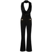 Balmain Off-Shoulder Ärmlös Jumpsuit Black, Dam