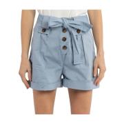 Woolrich Ljusblå Stretch Bomull Twill Shorts Blue, Dam