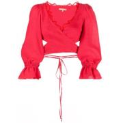 Ermanno Scervino Röd Spetsdetaljerad Wrap Top Red, Dam