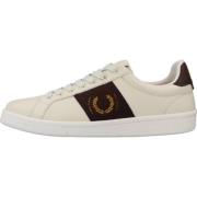 Fred Perry Texturerade Lädersneakers för Män Beige, Herr