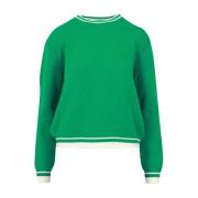 Msgm Grön Ull- och Kashmirtröja med Broderad Logotyp Green, Dam