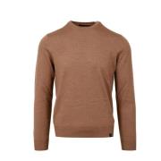 Fay Beige Ull Crew-neck Sweater Brown, Herr