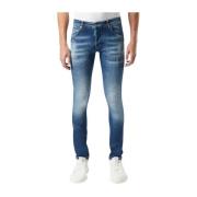 My Brand Slim-fit Distressed Jeans med Paint Splatters Blue, Herr