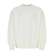 Y-3 Ivory Bomullsweatshirt, Klassisk Stil White, Herr