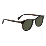 Oliver Peoples Runda Transparenta Havana Solglasögon med Gröna G-15 Li...