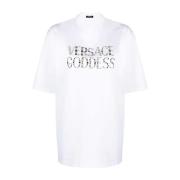 Versace Gudinneprint Studs T-shirt White, Dam