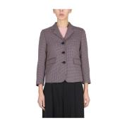 Aspesi Houndstooth Single-Breasted Blazer Black, Dam