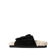 Gia Borghini Mocka Shearling Låga Sandaler Black, Dam