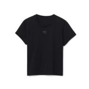 Alexander Wang Svart Shrunken Tee med Logotyptryck Black, Dam