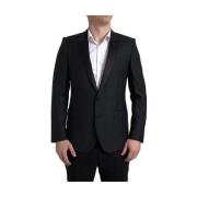 Dolce & Gabbana Svart ull enkelknäppt Martini blazer Black, Herr