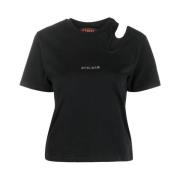 Ottolinger Svart bomullst-shirt med utskärning Black, Dam