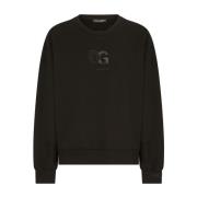Dolce & Gabbana Klassisk Logo Patch Sweatshirt Black, Herr