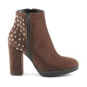 Made in Italia Studded Ankle Boot med sidodragkedja Brown, Dam