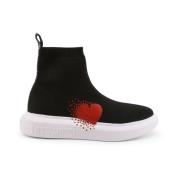 Love Moschino Tyg Sneakers med 5cm Klack för Vår/Sommar Black, Dam