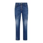 Dsquared2 Blå Stretch-Bomull Denim Jeans med Whiskering Effekt Blue, D...