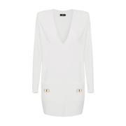 Elisabetta Franchi Mini Säckklänning med Bullseye-detalj White, Dam