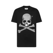 Philipp Plein Original Bomull T-shirt med Kristall Skull Bear Black, H...
