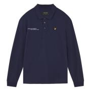 Lyle & Scott Tryckt långärmad polo Blue, Herr