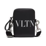 Valentino Garavani Liten Vltn Svart Läder Messenger Väska Black, Herr