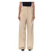 Lanvin Beige Flared Chino Byxor Aw23 Beige, Dam